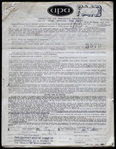 Big Brother & the Holding Company concert contract