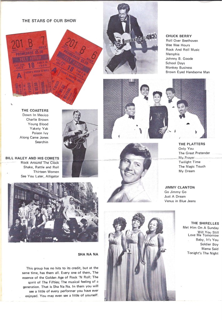 Rock & Roll Revival program at Felt Forum from 1969