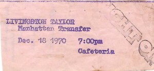 Livingston Taylor 1970 concert ticket