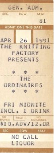 Ordinaires concert ticket