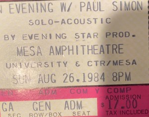 Paul Simon 1984 concert ticket